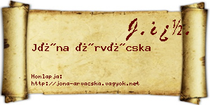 Jóna Árvácska névjegykártya
